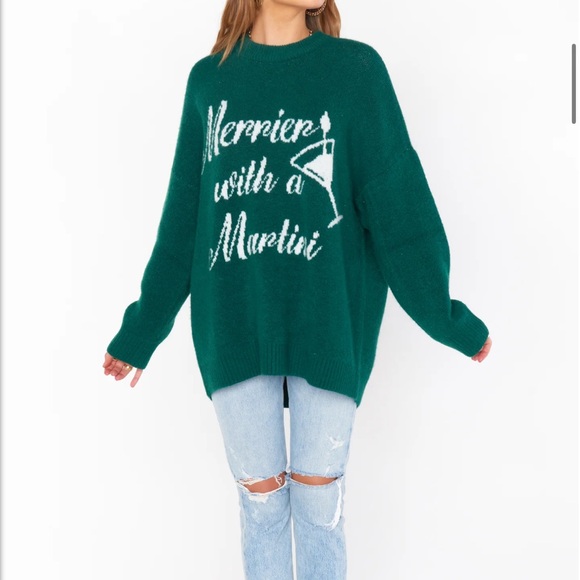 Classic Crewneck Sweater - “Merrier with a Martini” Show Me Your MuMu. Worn once - Picture 4 of 4